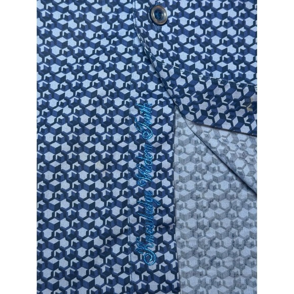 Robert Graham Mens L Classic Fit Shirt Blue Geometric Button Down Long Sleeve - Picture 8 of 10